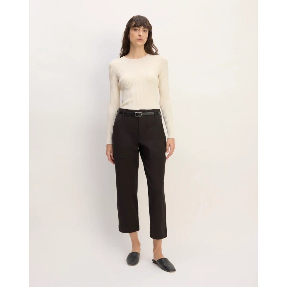 Everlane Bi-Stretch Utility Pant Black Straight Leg High Rise Stretch Pant 4 NWT